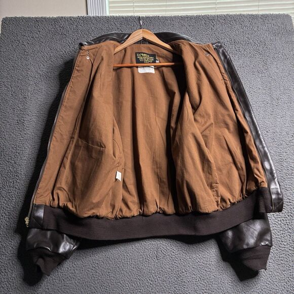 VTG US Wings USAAF A-2 Brown Horsehide Leather Bomber USA Jacket Size 46 XL - Picture 4 of 13